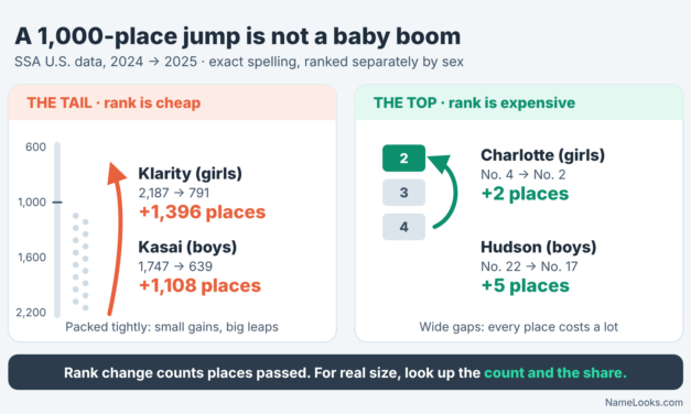 Fastest-Rising Baby Names in 2025: Rank Jumps vs Real Birth Counts